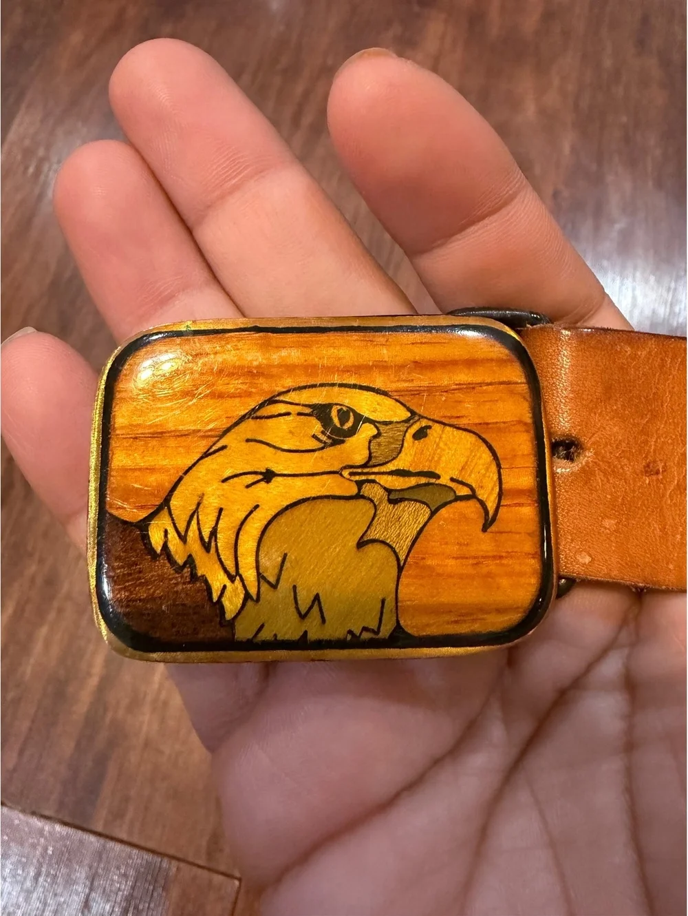 Harmony Metal Colorado USA Solid Brass Eagle Belt Buckle Leather Belt